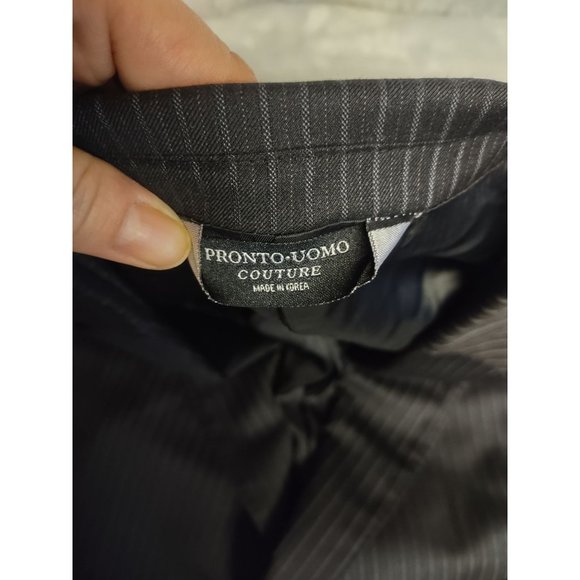 Pronto Uomo Couture Men's Sport Coat Sz 52L Black100% wool pinstripe - Picture 7 of 15